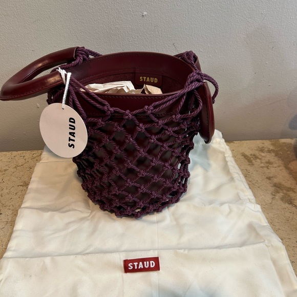 Staud Keaton Red  or brown Leather Bucket Bag or Staud Moreau Macramé Pu… - Picture 14 of 16